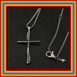 👑 David Yurman Cross Necklace 925 silver DYXL-012 🔥💖